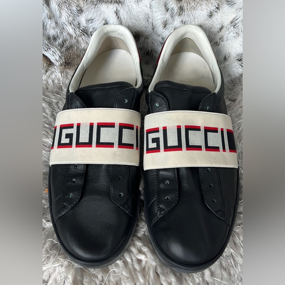 Gucci Ace Sneaker Black Leather Mens size 8